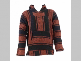 " MEXICO " hrubá bundomikina s kapucou "Klokanka " 80%bavlna 20%polyester farba: čierna s oranžovými pruhmi